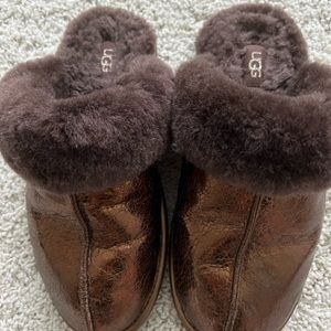 Ugg metallic bronze slippers